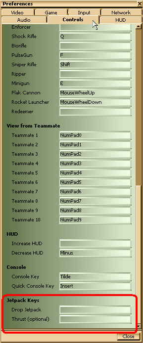 Controls / Jetpack Keys Controls / Jetpack Keys